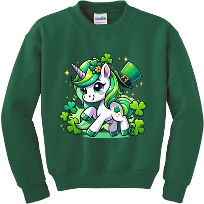 St Patrick Day Irish Unicorn Lepricorn Kids Sweatshirt