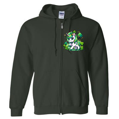 St Patrick Day Irish Unicorn Lepricorn Full Zip Hoodie