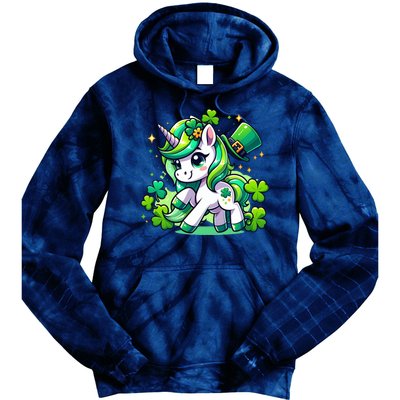 St Patrick Day Irish Unicorn Lepricorn Tie Dye Hoodie