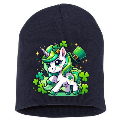 St Patrick Day Irish Unicorn Lepricorn Short Acrylic Beanie