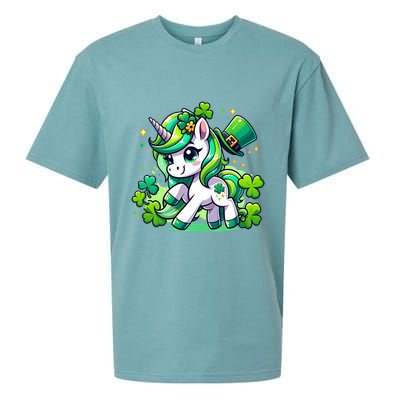 St Patrick Day Irish Unicorn Lepricorn Sueded Cloud Jersey T-Shirt