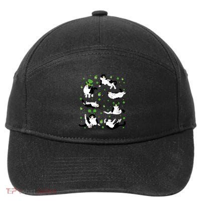 St Patricks Day Shamrock Cat Saint Patty Gift 7-Panel Snapback Hat