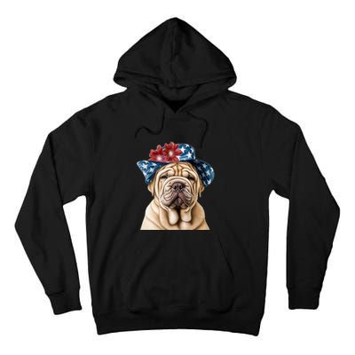 Shar Pei Dog USA Flag Cute Shar Pei Puppy Hat Tall Hoodie