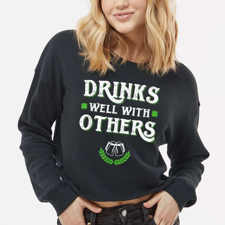 St Patricks Day, Funny St Patricks Day, St Patricks Day Drinking Team Cropped Pullover Crew