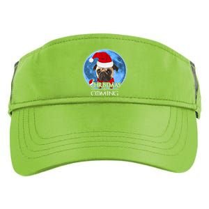 Santa Pug Dog Merry Christmas Is Coming Graphic Funny Gift Adult Drive Performance Visor