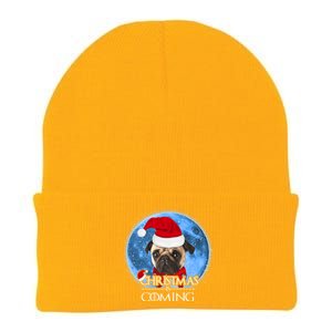 Santa Pug Dog Merry Christmas Is Coming Graphic Funny Gift Knit Cap Winter Beanie