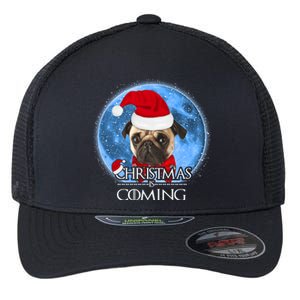 Santa Pug Dog Merry Christmas Is Coming Graphic Funny Gift Flexfit Unipanel Trucker Cap