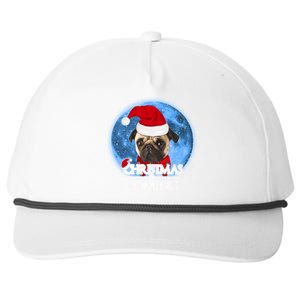 Santa Pug Dog Merry Christmas Is Coming Graphic Funny Gift Snapback Five-Panel Rope Hat