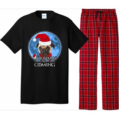 Santa Pug Dog Merry Christmas Is Coming Graphic Funny Gift Pajama Set