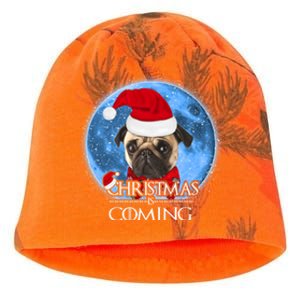 Santa Pug Dog Merry Christmas Is Coming Graphic Funny Gift Kati - Camo Knit Beanie