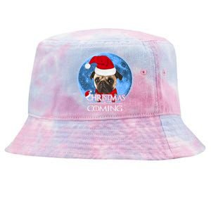 Santa Pug Dog Merry Christmas Is Coming Graphic Funny Gift Tie-Dyed Bucket Hat