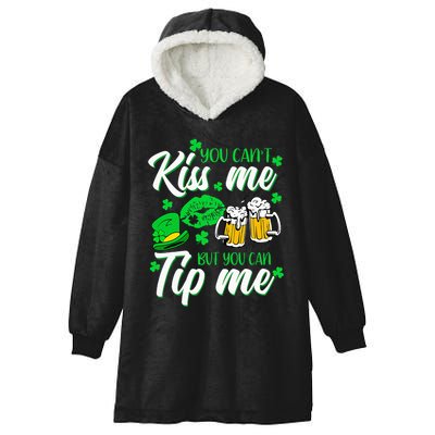 St Patricks Day Lucky Shamrock Waitress Bartender Waiter Hooded Wearable Blanket