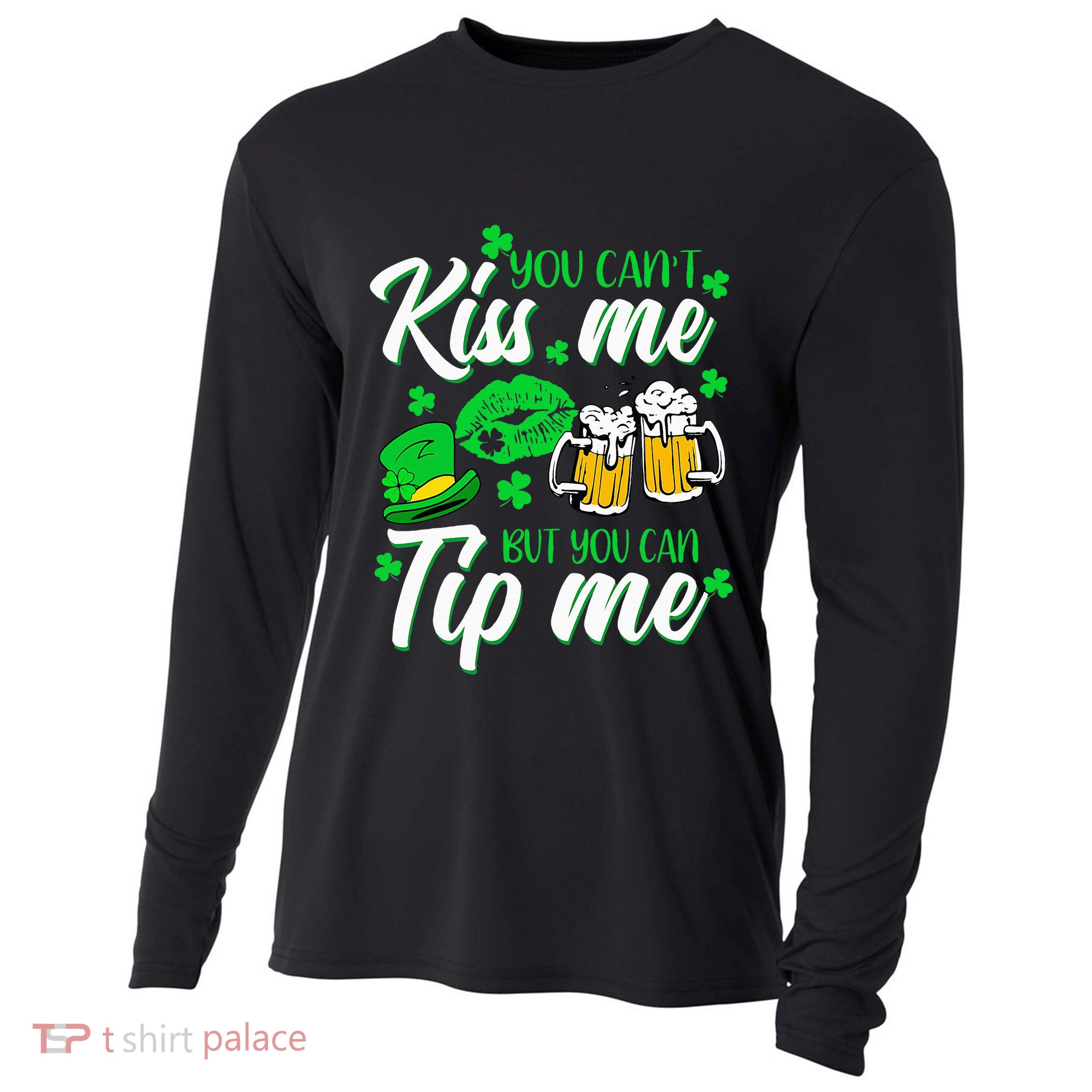 St Patricks Day Lucky Shamrock Waitress Bartender Waiter Cooling Performance Long Sleeve Crew