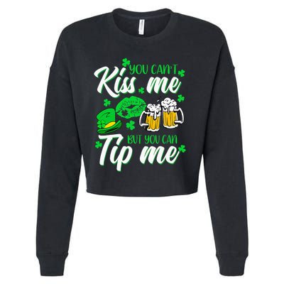 St Patricks Day Lucky Shamrock Waitress Bartender Waiter Cropped Pullover Crew
