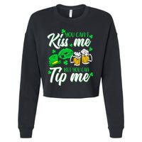 St Patricks Day Lucky Shamrock Waitress Bartender Waiter Cropped Pullover Crew