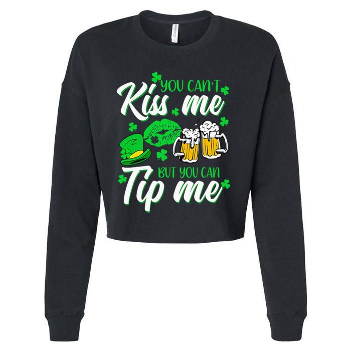 St Patricks Day Lucky Shamrock Waitress Bartender Waiter Cropped Pullover Crew