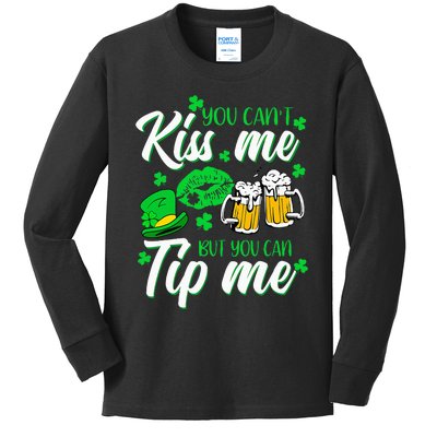 St Patricks Day Lucky Shamrock Waitress Bartender Waiter Kids Long Sleeve Shirt