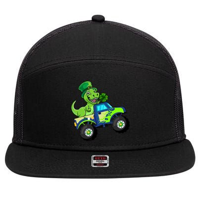 St Patricks Day Cute Dinosaur Monster Truck Gift 7 Panel Mesh Trucker Snapback Hat