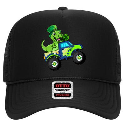 St Patricks Day Cute Dinosaur Monster Truck Gift High Crown Mesh Back Trucker Hat