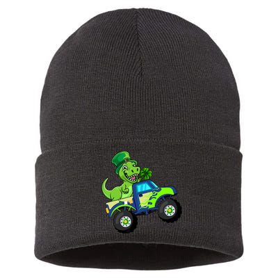 St Patricks Day Cute Dinosaur Monster Truck Gift Sustainable Knit Beanie