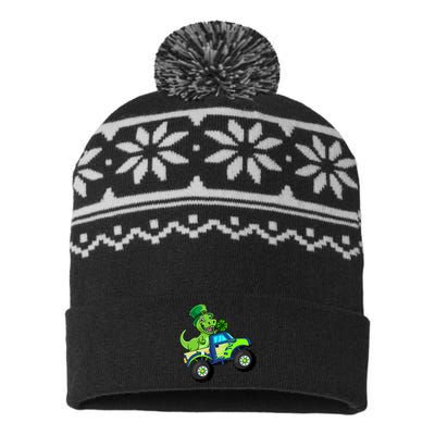 St Patricks Day Cute Dinosaur Monster Truck Gift USA-Made Snowflake Beanie