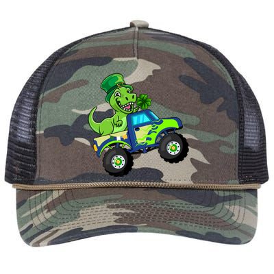 St Patricks Day Cute Dinosaur Monster Truck Gift Retro Rope Trucker Hat Cap