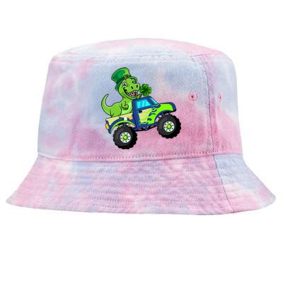 St Patricks Day Cute Dinosaur Monster Truck Gift Tie-Dyed Bucket Hat