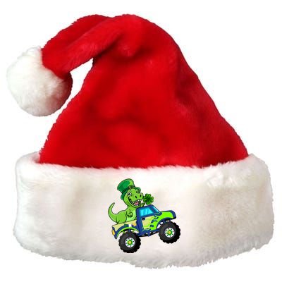 St Patricks Day Cute Dinosaur Monster Truck Gift Premium Christmas Santa Hat