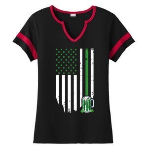 St Patrick's Day Beer American Flag Ladies Halftime Notch Neck Tee