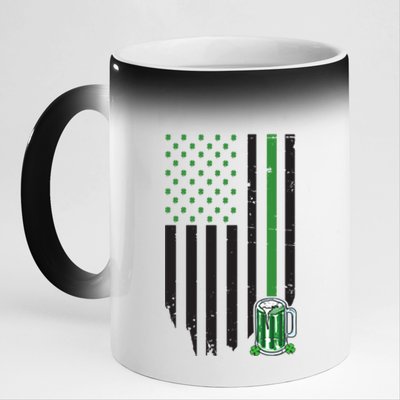 St Patrick's Day Beer American Flag 11oz Black Color Changing Mug