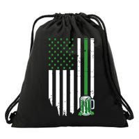 St Patrick's Day Beer American Flag Drawstring Bag