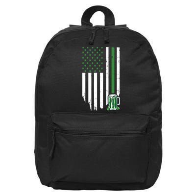 St Patrick's Day Beer American Flag 16 in Basic Backpack