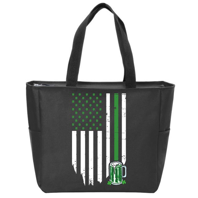 St Patrick's Day Beer American Flag Zip Tote Bag