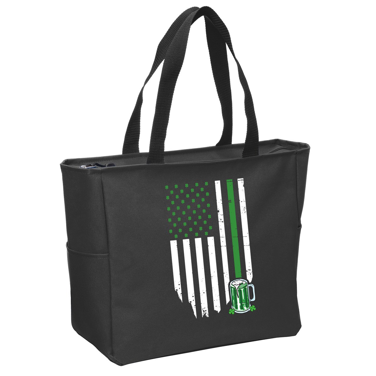 St Patrick's Day Beer American Flag Zip Tote Bag