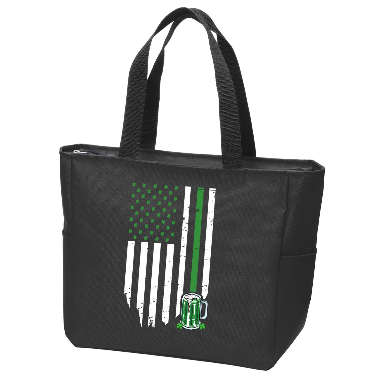 St Patrick's Day Beer American Flag Zip Tote Bag
