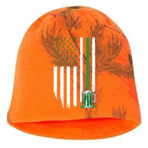 St Patrick's Day Beer American Flag Kati - Camo Knit Beanie