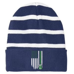 St Patrick's Day Beer American Flag Striped Beanie with Solid Band