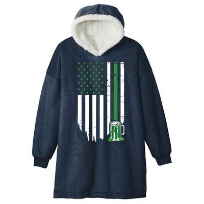 St Patrick's Day Beer American Flag Hooded Wearable Blanket