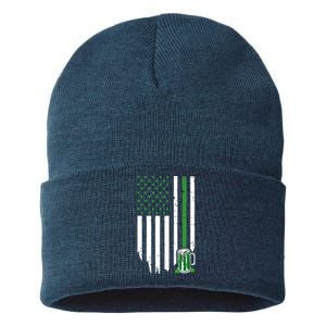 St Patrick's Day Beer American Flag Sustainable Knit Beanie