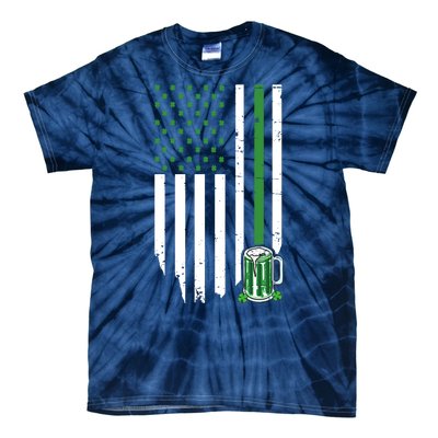 St Patrick's Day Beer American Flag Tie-Dye T-Shirt