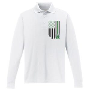 St Patrick's Day Beer American Flag Performance Long Sleeve Polo