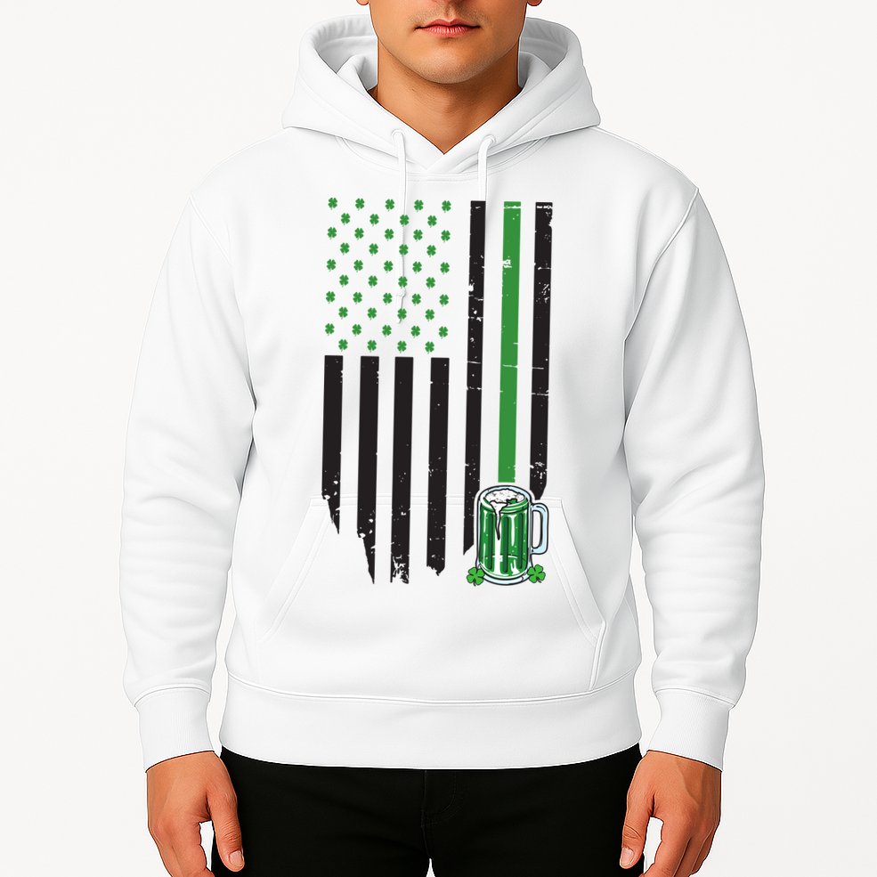 St Patrick's Day Beer American Flag Hoodie