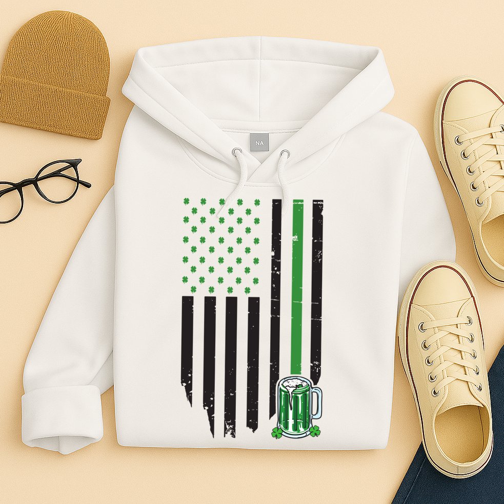 St Patrick's Day Beer American Flag Hoodie