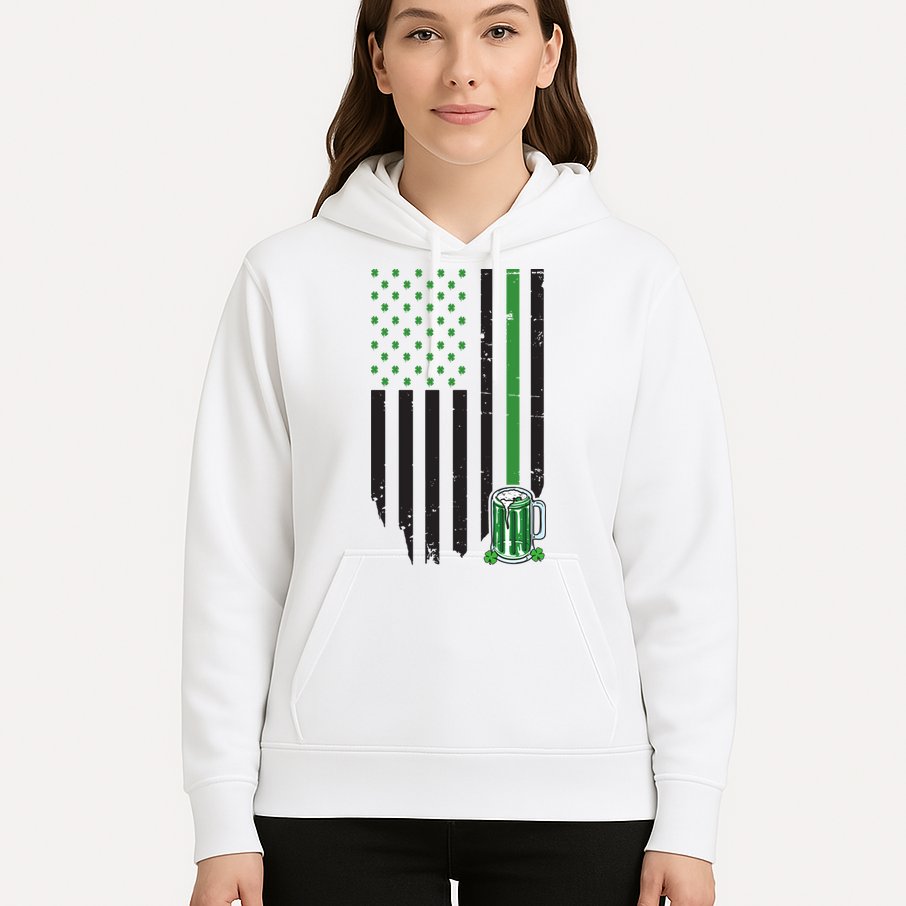 St Patrick's Day Beer American Flag Hoodie