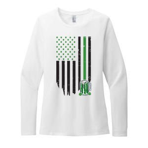 St Patrick's Day Beer American Flag Womens CVC Long Sleeve Shirt