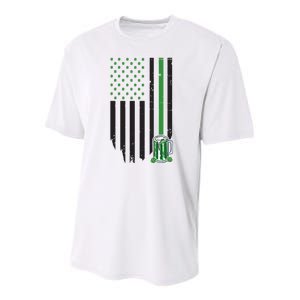 St Patrick's Day Beer American Flag Youth Performance Sprint T-Shirt