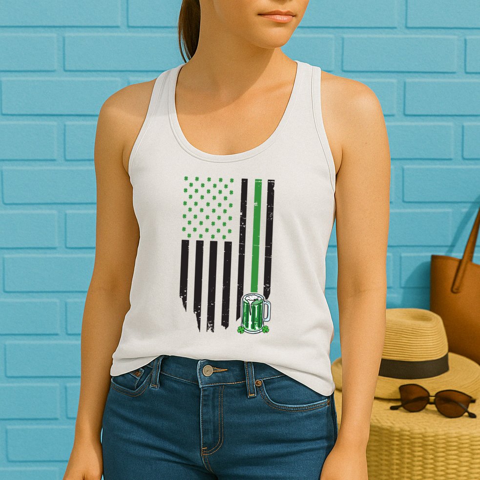 St Patrick's Day Beer American Flag Womens Tank Top
