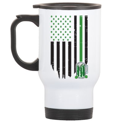 St Patrick's Day Beer American Flag Stainless Steel Travel Mug