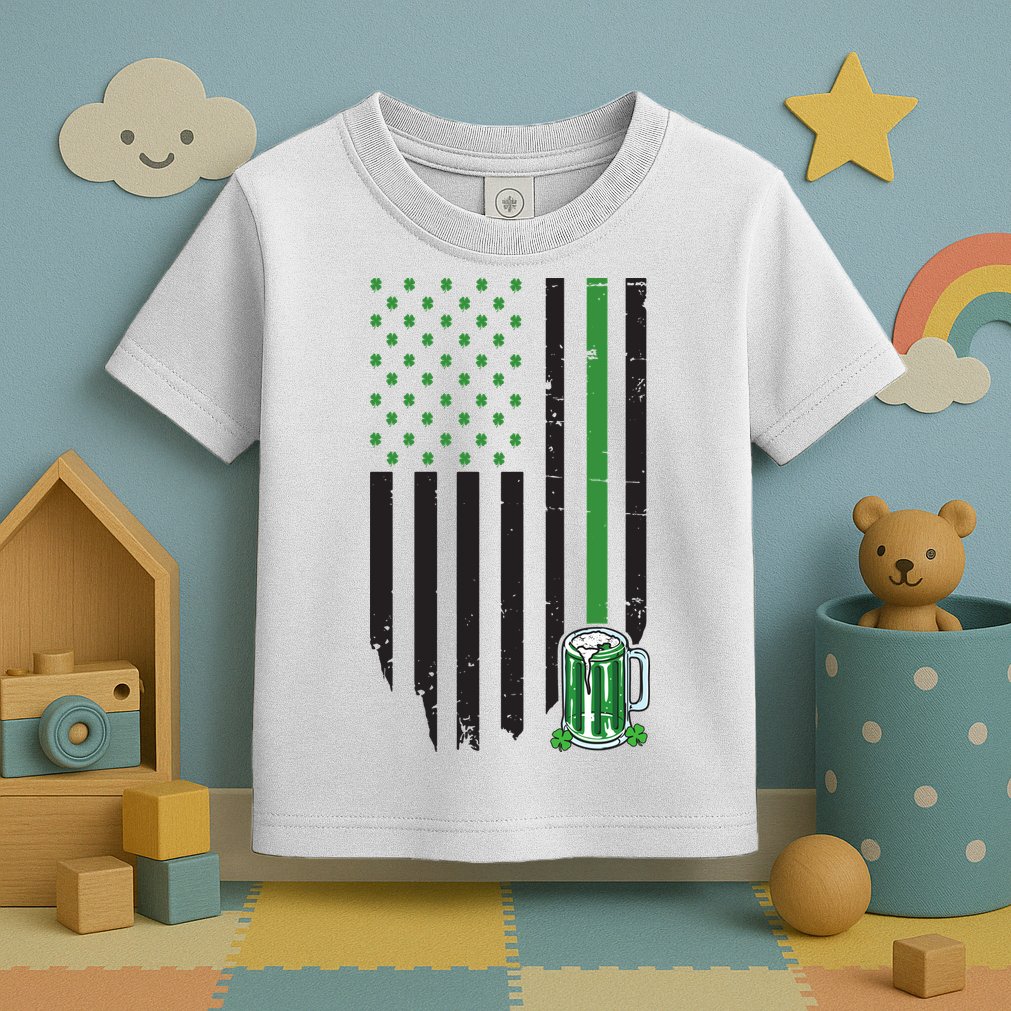 St Patrick's Day Beer American Flag Toddler T-Shirt