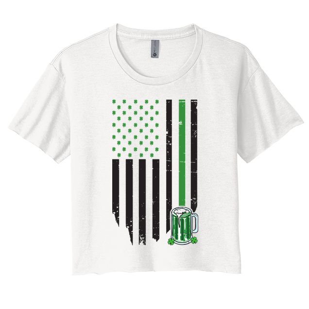 St Patrick's Day Beer American Flag Crop Top